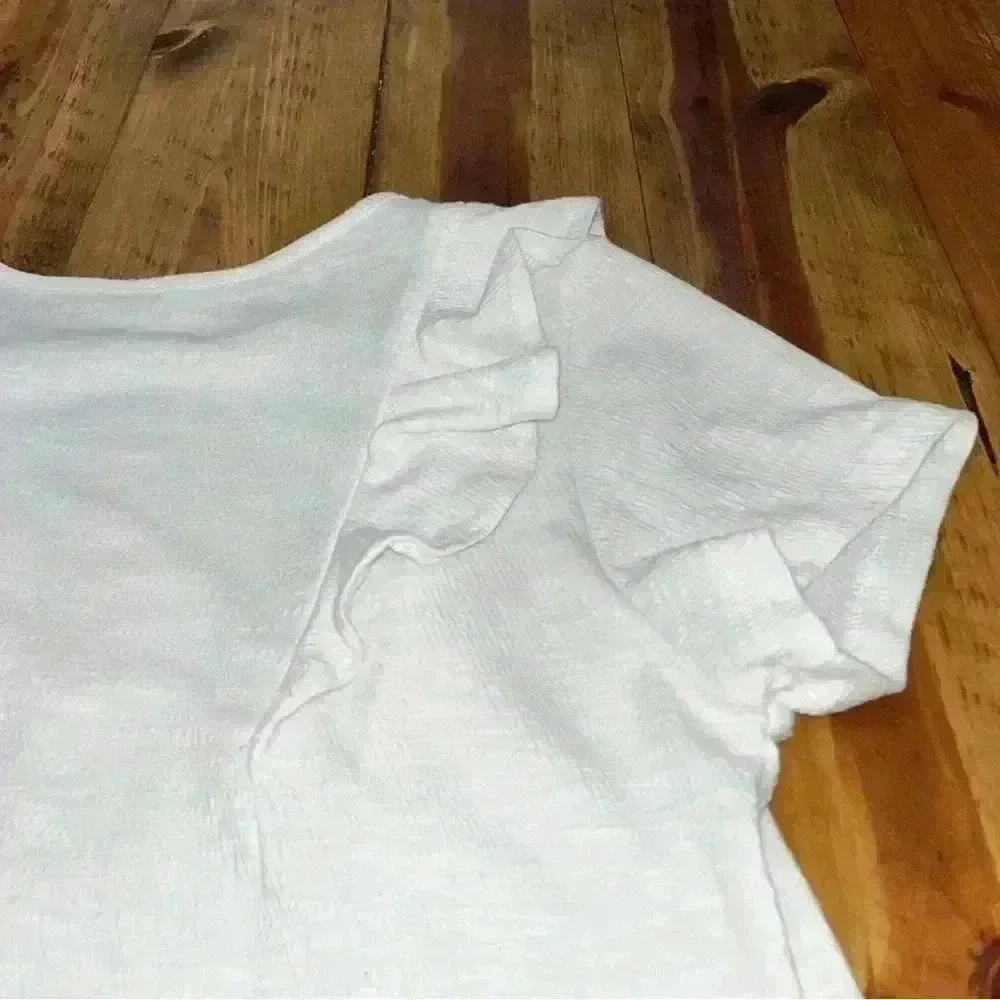 Hayden Girls size Y XL white ruffled shirt sleeve top shirt